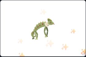 🦎 르네 웨이브 — 조각 70개가 시작 시점을 어긋내며 파도처럼 움직입니다. 움직임은 캐릭터 정의에 들어 있습니다.